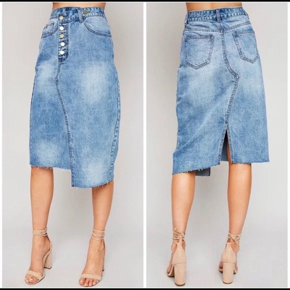 ASYMMETRICAL Denim Skirt - Picture 1 of 9